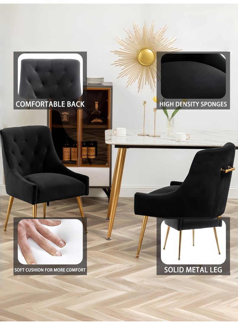 SEYNAR Dining Chair Set of 2,Modern Velvet Dining Chairs with Gold Legs,Elegant Tufted Accent Chairs for Reception, Living Room or Study Room - Image 5